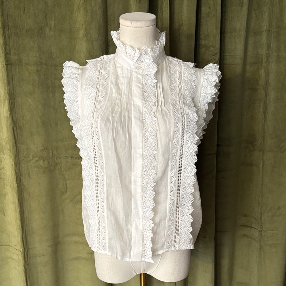 Frame Denim White Lace Blouse, M